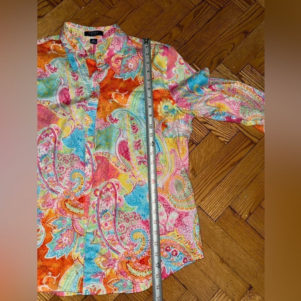Chaps Paisley Print Multicolored Button Down Top Shirt Women's sz XL - Picture 7 of 12
